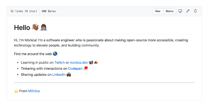 GitHub Profile README Example